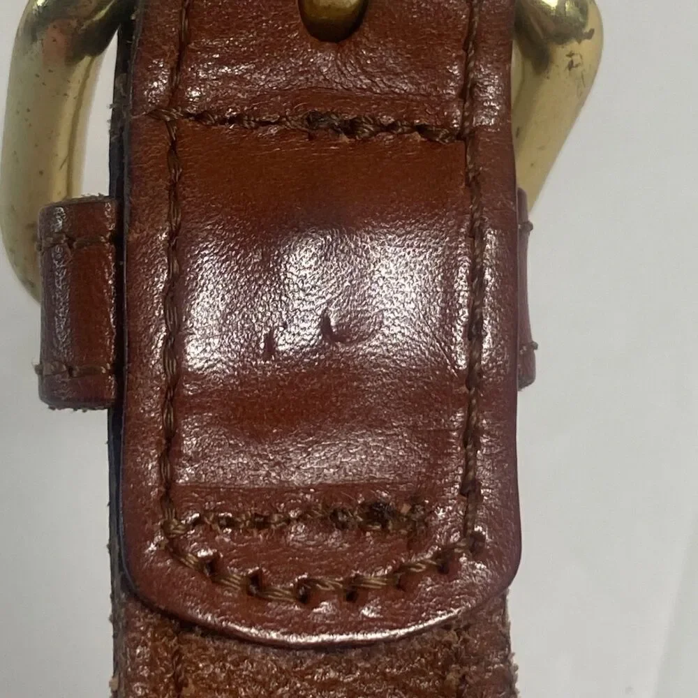 Leather Man Top Grain Leather Belt Fish Embroidered Canvas Back Brass Buckle